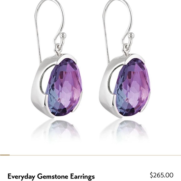 New Amethyst double gem stone drop Silver Earrings 💖 - Picture 7 of 10